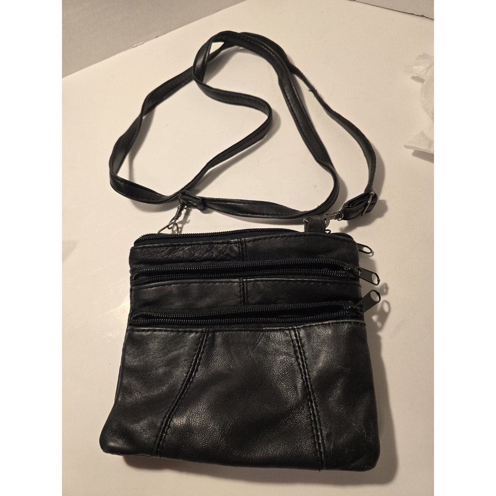 Purse Sholder Strap Cute Small Pockets Leather Black Evening Belt Loops /0398